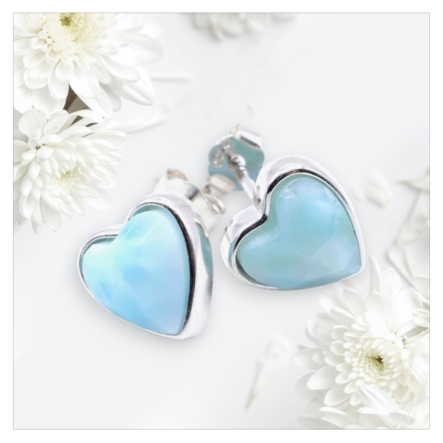 "Larimar" - Boucles d'oreilles argent 925 coeur