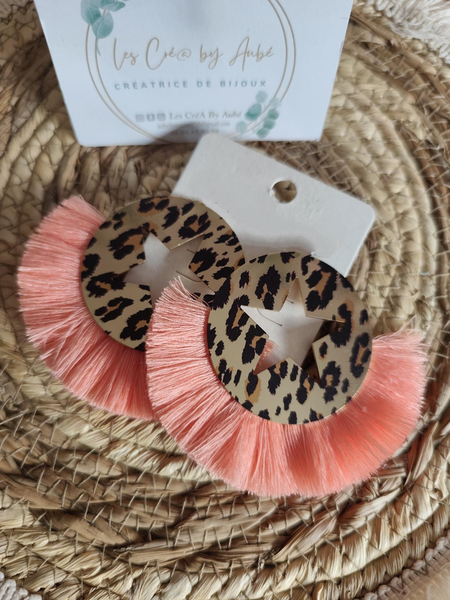 BO BOHEME "LEOPARD" / POMPONS SAUMON 0001198