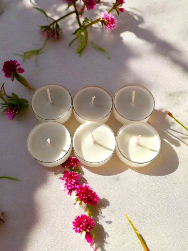 100% Natural Unscented Coconut &amp; Soy Tea-lights