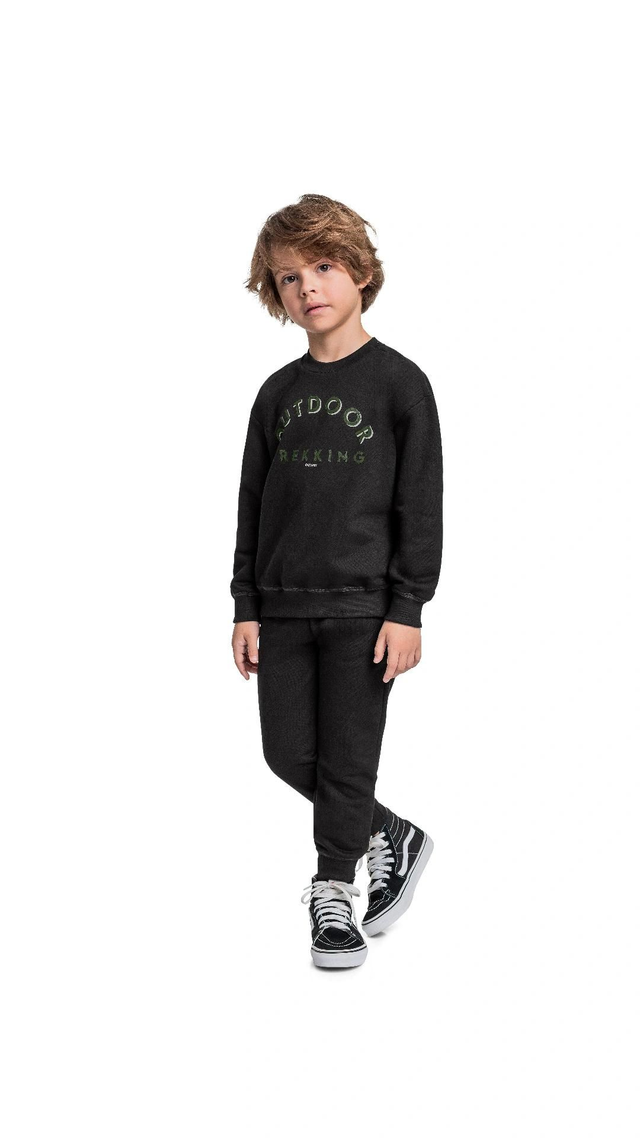 Conjunto Preto Moletom Outdoor 