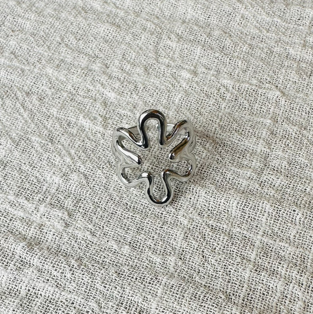 Ring bloem zilver 