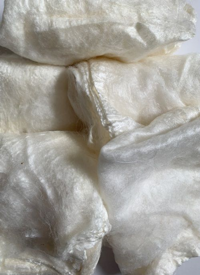 Mulberry Silk Hankies,Natural white, A Grade Mawata Silk Hankies, Bombyx Silk, Spinning, Felting, Textile Art, Paper Making