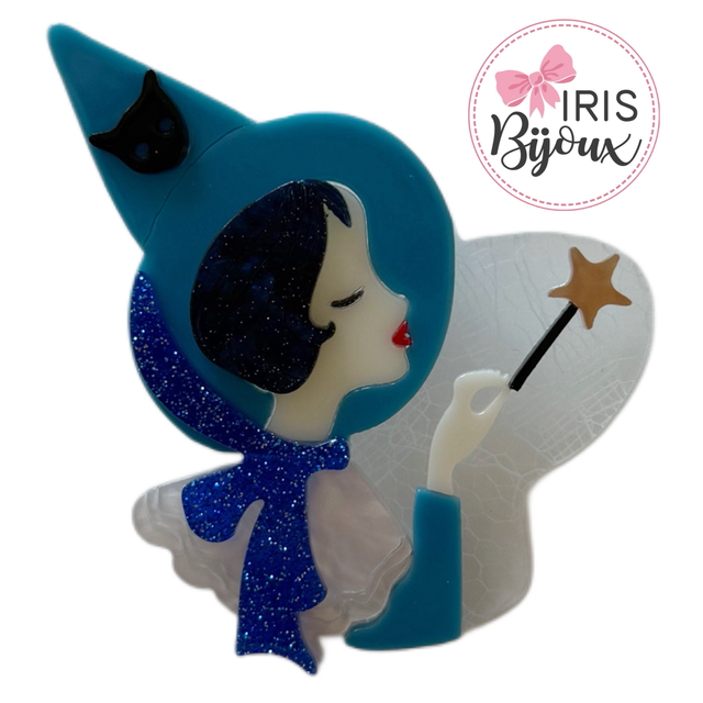 Spilla fatina capelli neri 