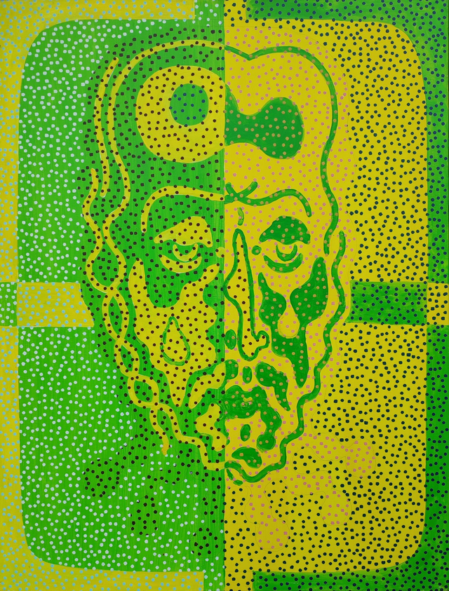 Jezus Bóg - Nowy Strukturalizm, 131x100 akryl płótno 2020