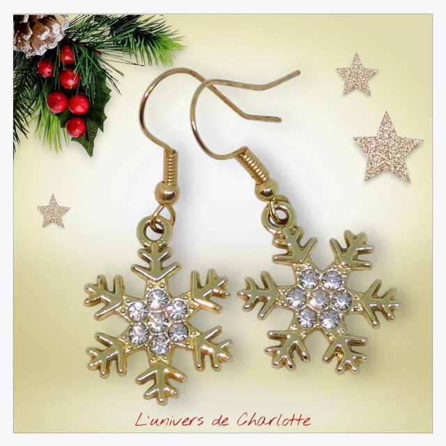 Boucles d'oreilles "Flocon" dorée BO-207