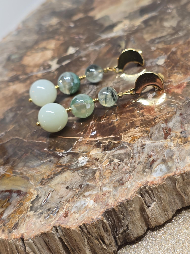 Boucles d'oreilles Jade et Phrénite