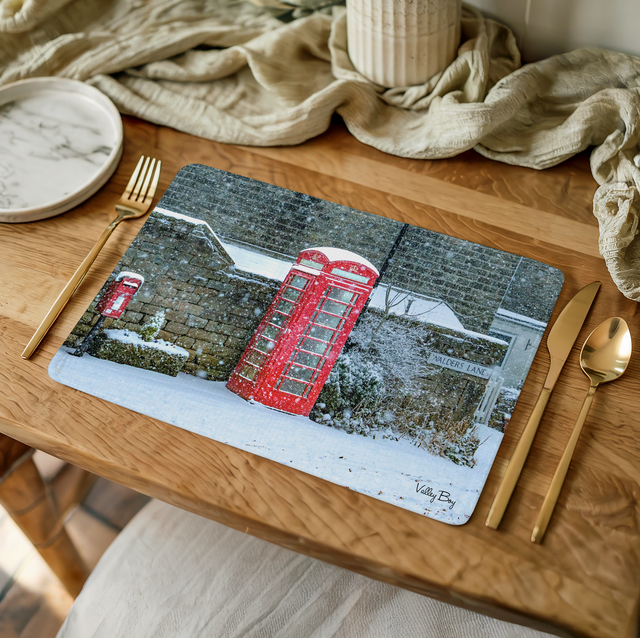 “Telephone Box in the Snow at Bolsterstone” Placemat  