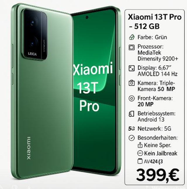 📱 Xiaomi 13T Pro 12 GB RAM – 512 GB
