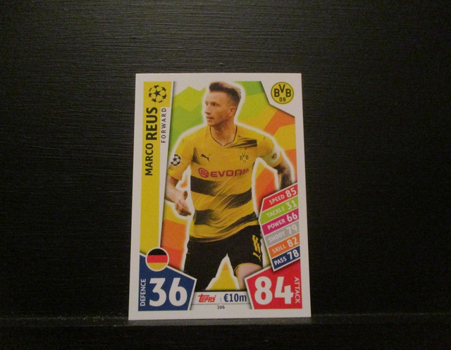 Marco Reus - UEFA Champions League Match Attax 2017/18 Original Trading Card #106