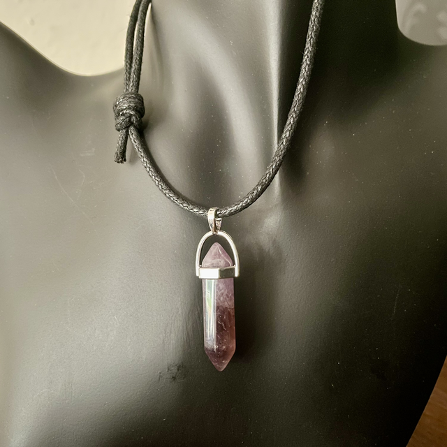 Amethyst point necklace choose cord/chain