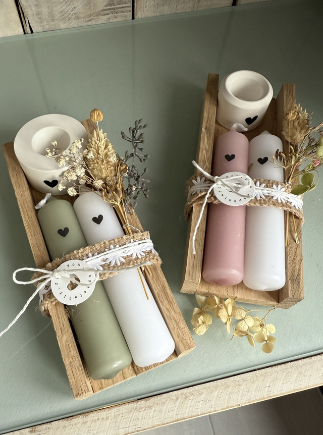 Geschenkset Kerze mit Kerzenhalter