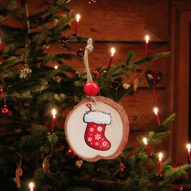 Wood Slice Festive Christmas Hanging – Write Your Own Message