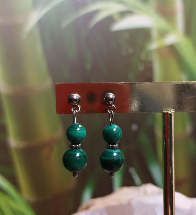 Boucles d'oreilles en malachite