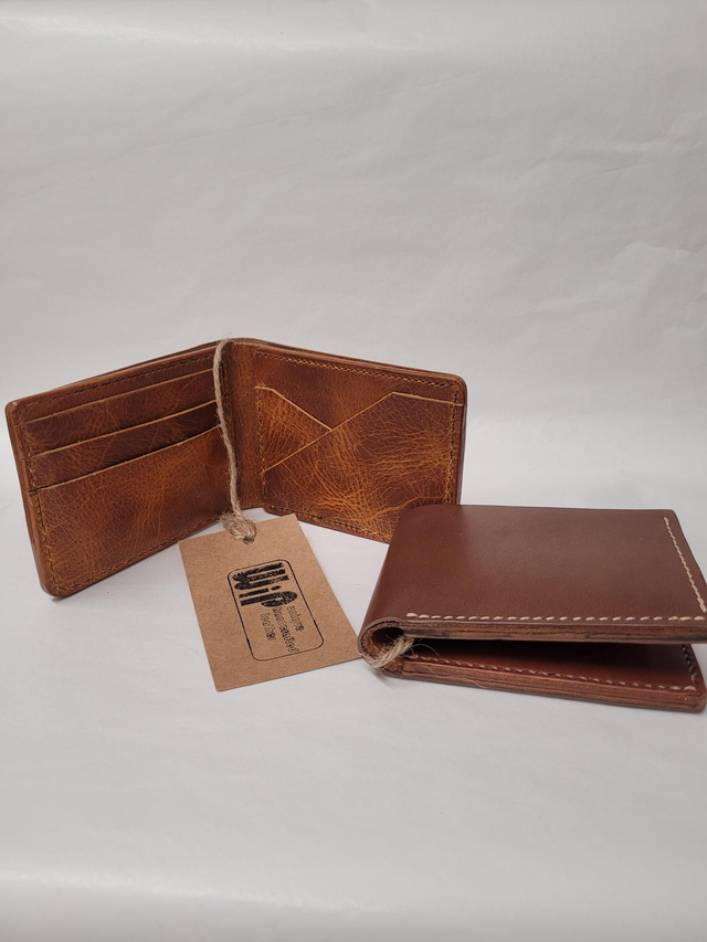 Bifold Leather Horizontal Wallet - With Card Slots - Art - ML-011
