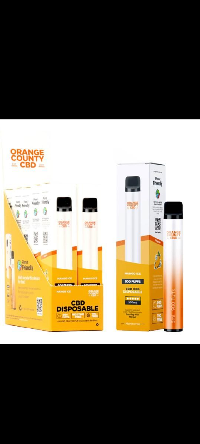 Orange County CBD 3ml Disposable Vape Pen 250 CBD + 250mg CBG Mango Ice