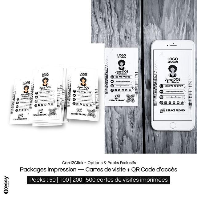 Cartes de visite QR — Pack Pro