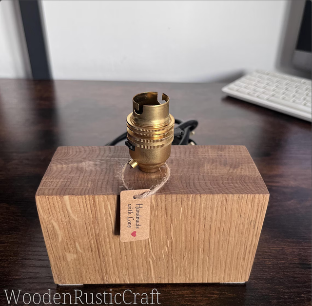 Solid Oak Bedside Lamp Base | Rustic Lamp Base
