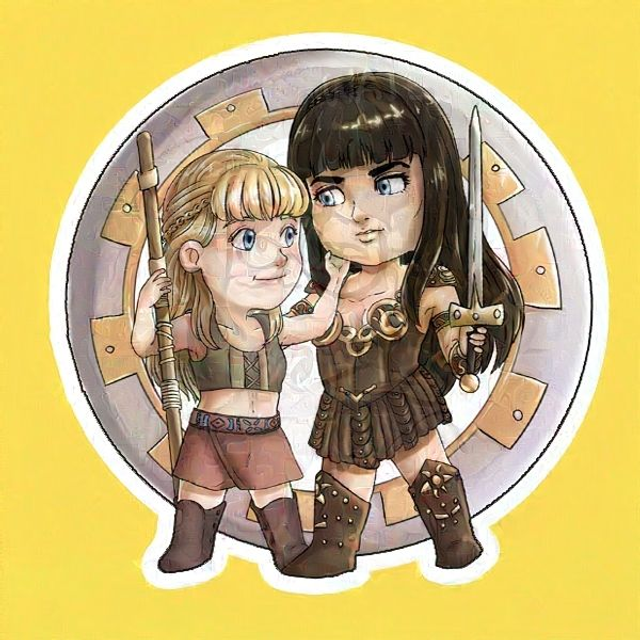 Warrior princess and squire Sticker 