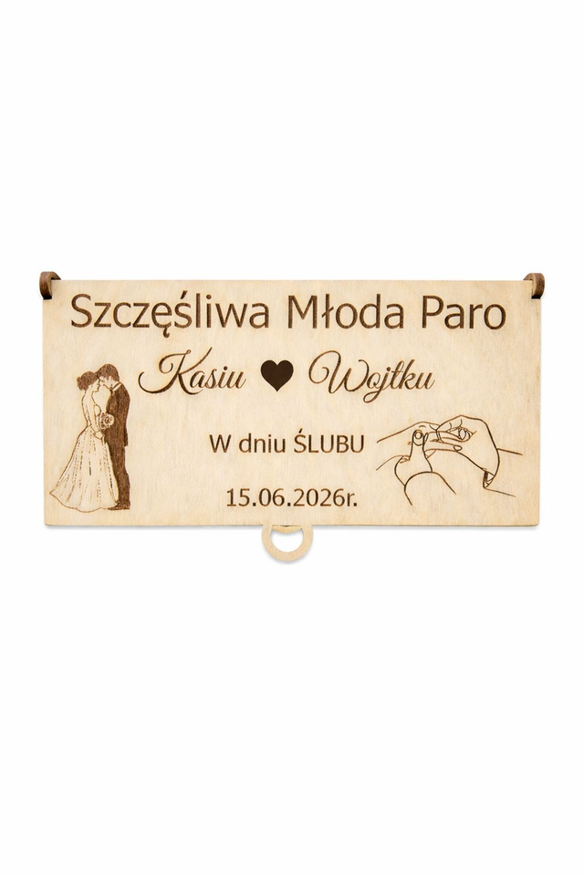 Personalizowana drewniana szkatułka ślubna z grawerem