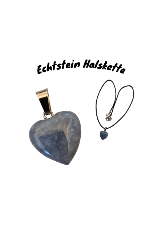 Naturstein Halskette Herz Aquamarin