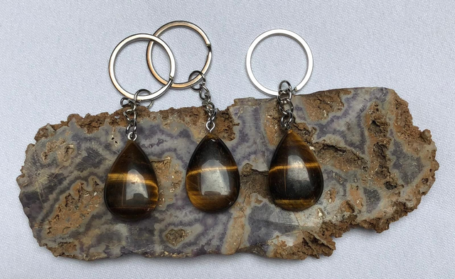 Porte Clés goutte en Œil de Tigre