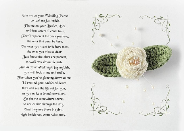 Remembrance Wedding Brooch &amp; Poem 