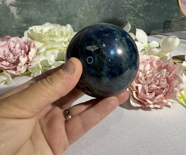 Blue apatite sphere