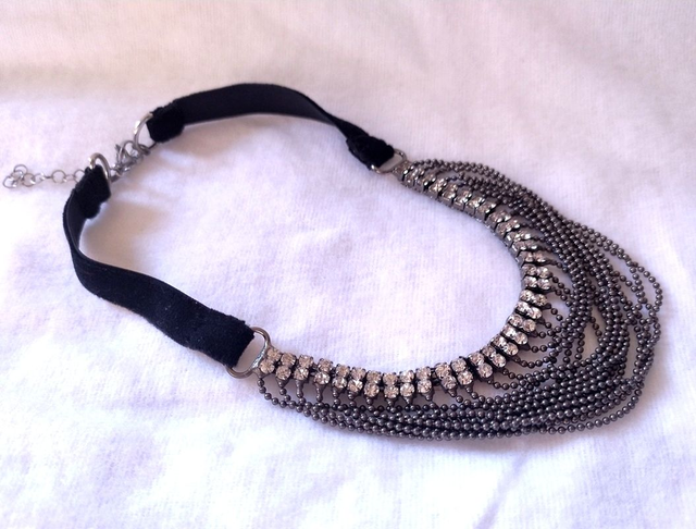 Ras-de-cou strass et chaines