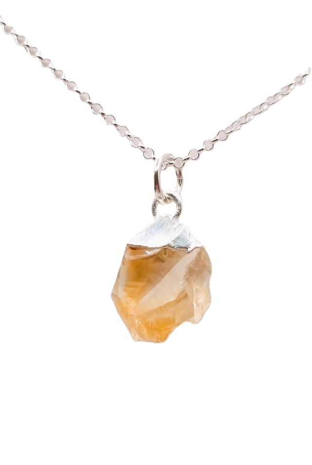 November - Citrine - birthstone necklace - raw & topped with sterling silver