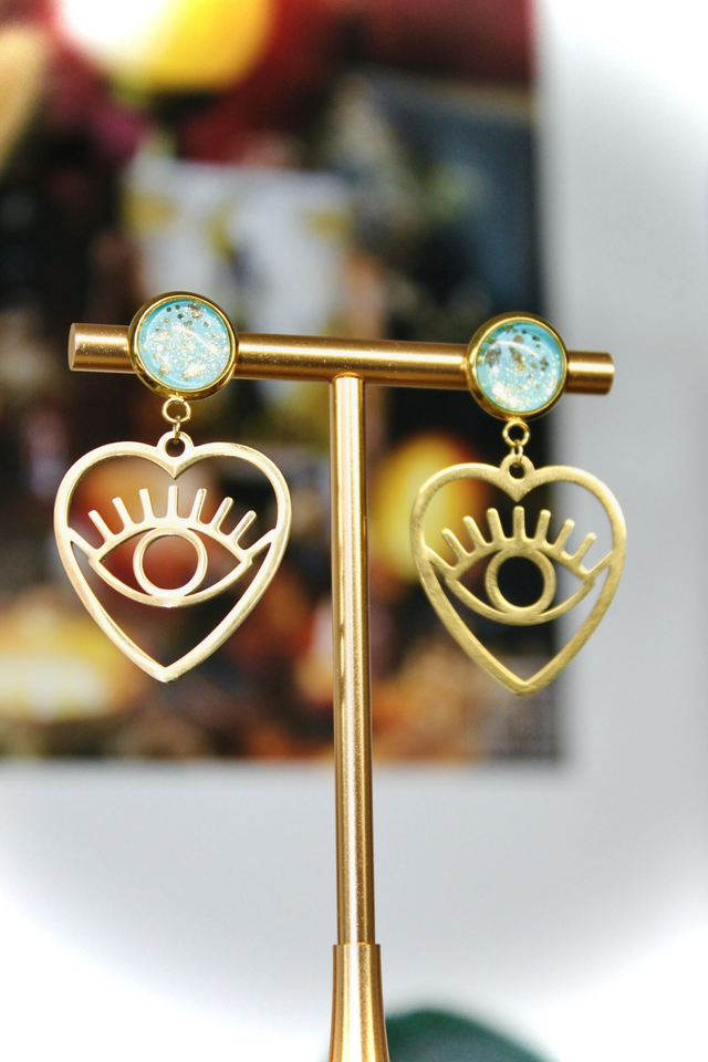 BO Amour et protection dorées - Lagon céleste (turquoise et paillettes dorées)