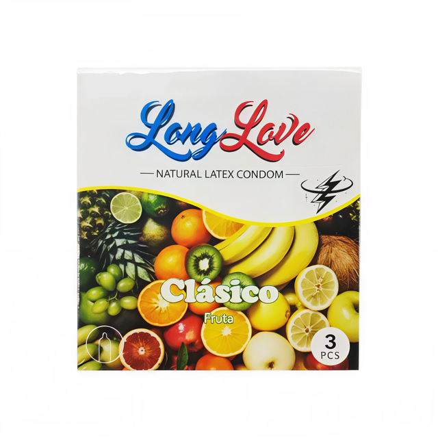 Preservativos Long Love Clásico Frutas 3 Un