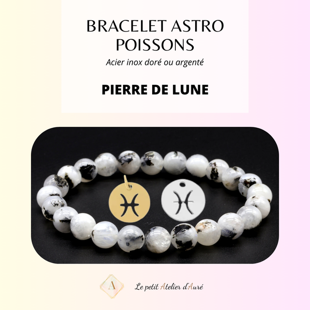 Poissons - Bracelet Astro Pierre de Lune