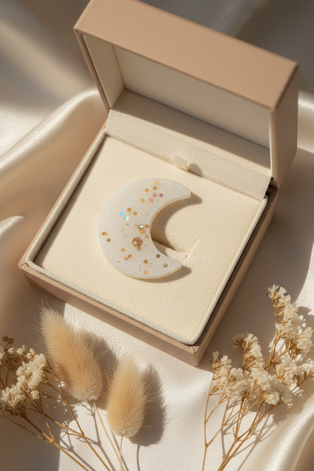 Broche lune - Collection Nacre pétillante 