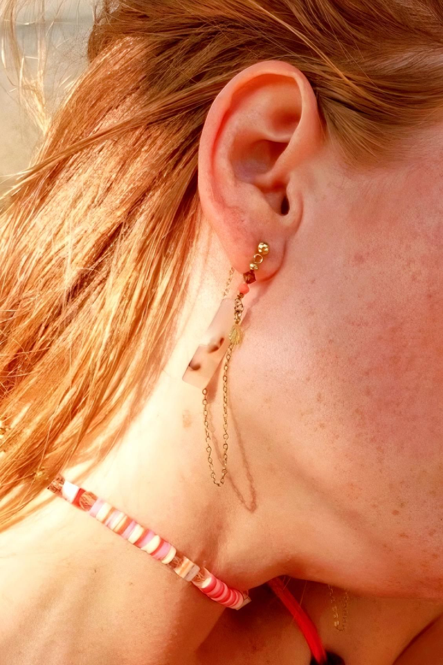 Boucles d'oreilles Rose tout doux & Coquillage