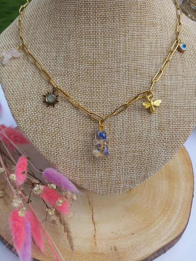 Collier breloque ours d'or 