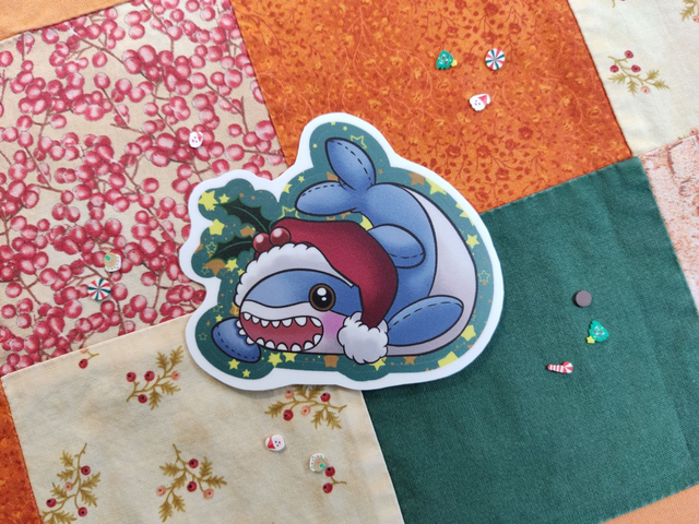 Weihnachtshai ist Happy - Sticker