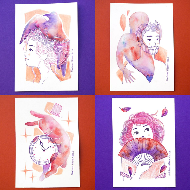 INKTOBER // mini originaux A6 (05 à 08)