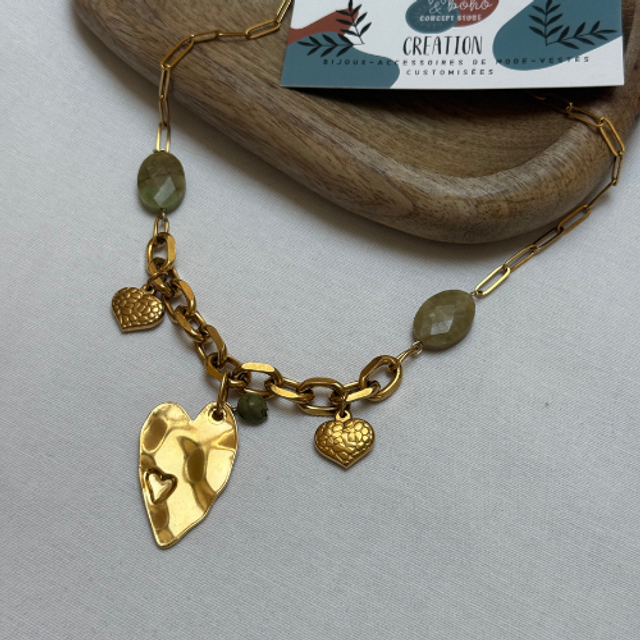 Collier chaine épaisse coeurs