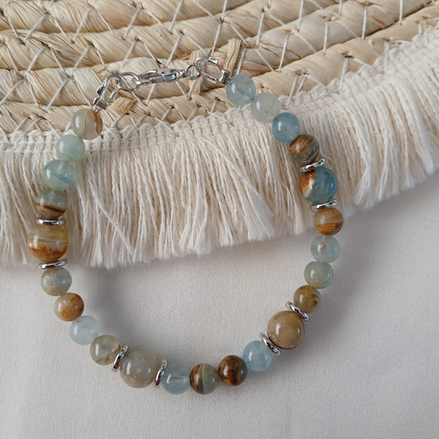 Dames armband Chalcedoon – RVS zilverkleur – 16 cm (1.354)