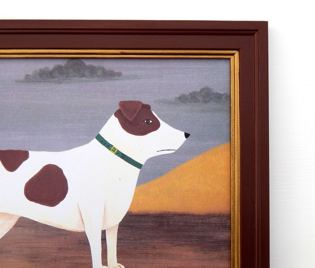 Framed Fine Art Print Naive Jack Russell Terrier Folk Art Dog