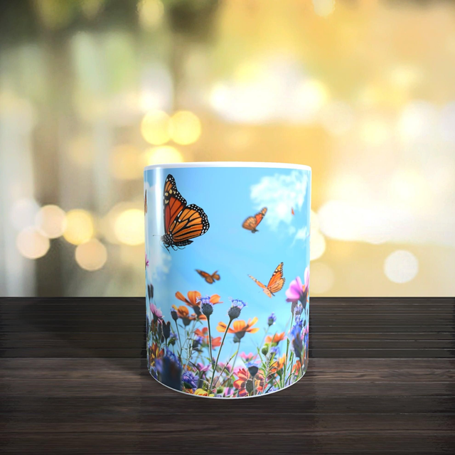 Mug fleurs papillons