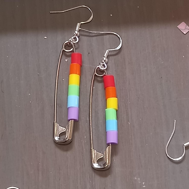 Pastel Rainbow Safety Pin Earrings 