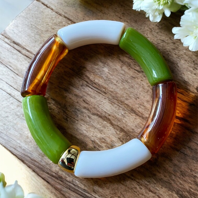 JASMIN Vert Blanc &amp; marron marbré 