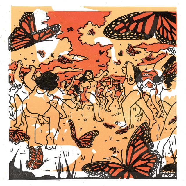 Misprint - Dance of the Butterflies Linoprint