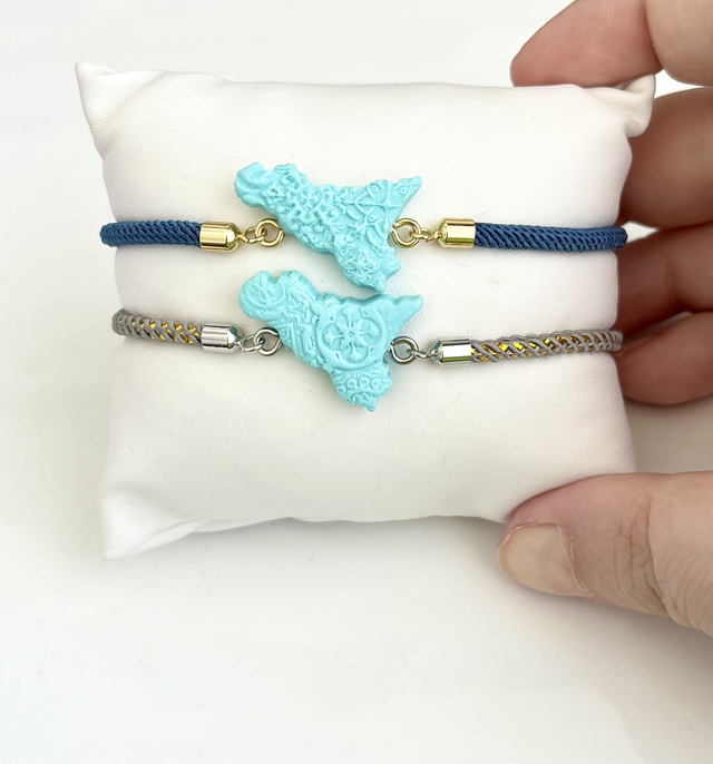 Bracciale Sicilia unisex con Maioliche in rilievo - Azzurro