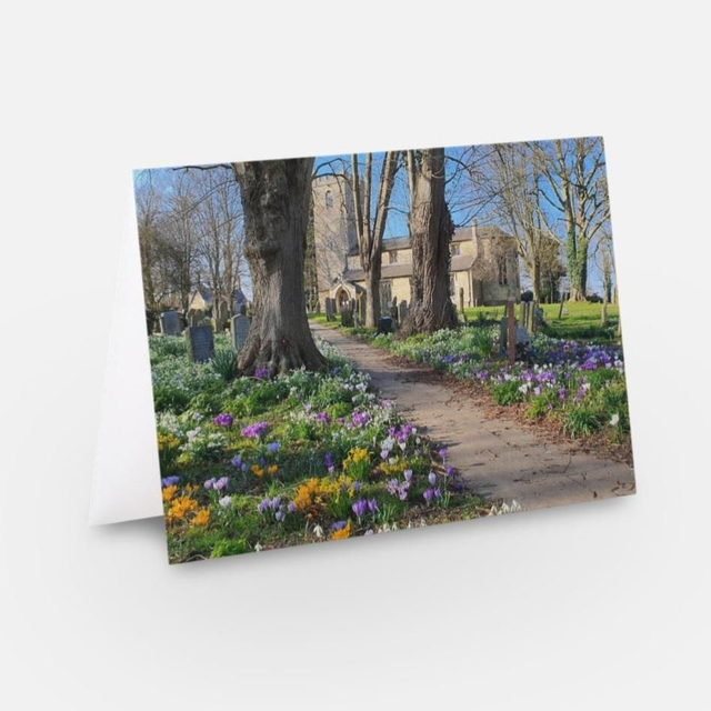 St Mary's Church Welton Spring flowers greeting card