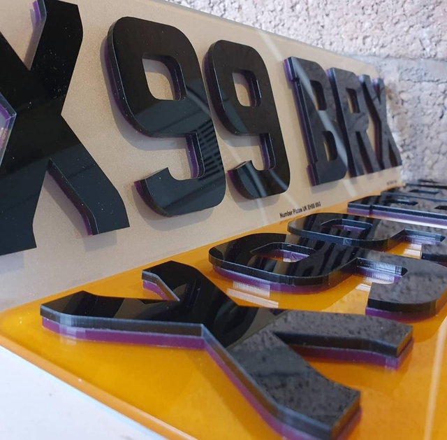 6mm Purple &amp; Black 4D Laser Cut 