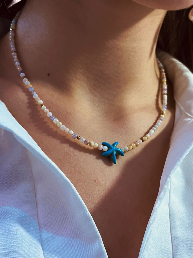 Naszyjnik „Błękitna Gwiazda” 💙🐚🌌