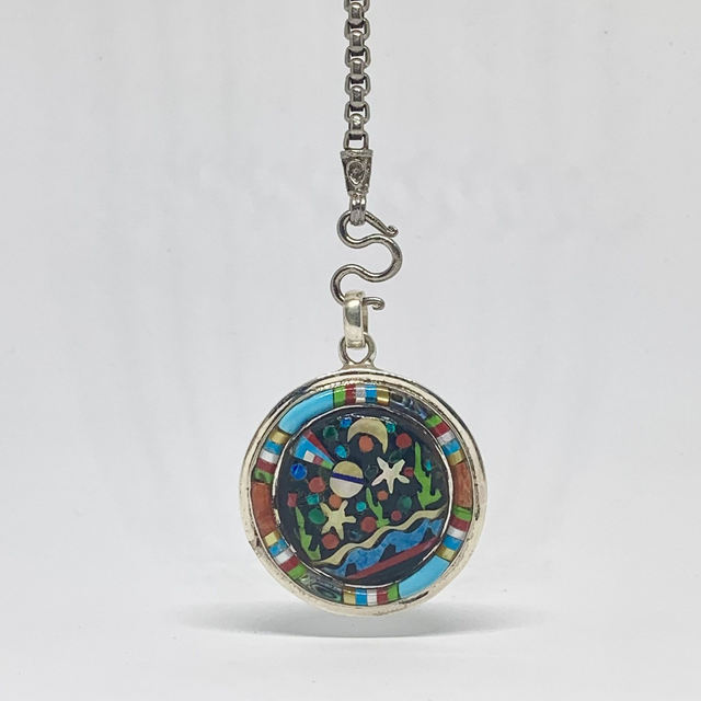 Pendentif Galaxy NACRE ZUNI argent massif et pierres naturelles 