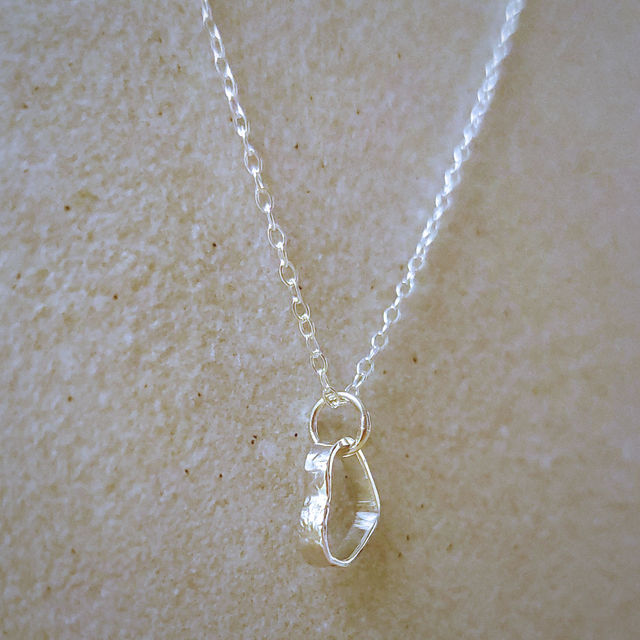 Sterling silver hammered texture heart necklace